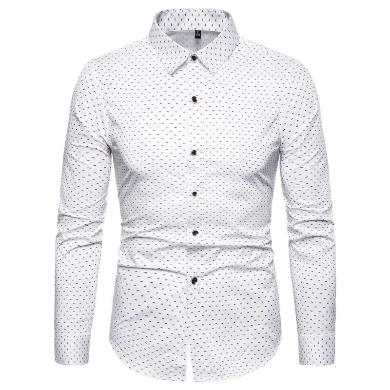 New Autumn Fashion Brand Men Clothes Slim Fit Men Long Sleeve Shirt Men Polka Dot Casual Men Shirt Social Plus Size M-5XL