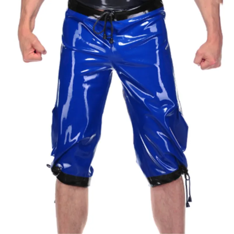 New 2019 Latex Pants Natural Rubber Sexy Wetlook Short Navy Blue   Unisex  Customize XXS-XXL