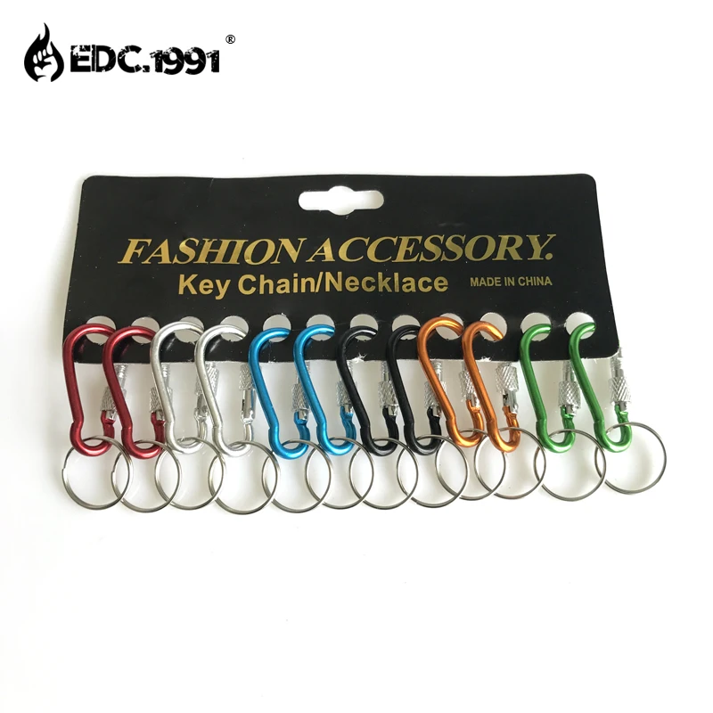 

12PCS Camping Carabiner Key Chain Outdoor Climbing Carabiner D-Ring Buckle Screw Lock Hook Hanging Clip Aluminum Tool EDC GEAR