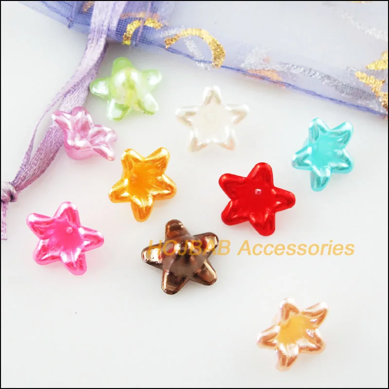 120Pcs Mixed Morning Glory Flower Acrylic Plastic Spacer Beads Charms 13mm