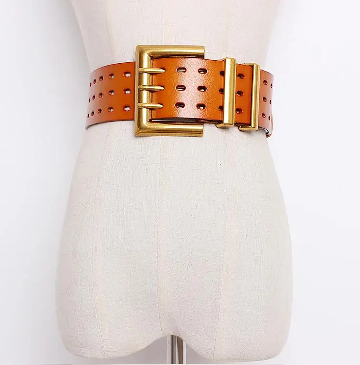 Women's runway fashion genuine caw leather Cummerbunds female Dress Corsets Waistband Belts decoration wide belt R1652