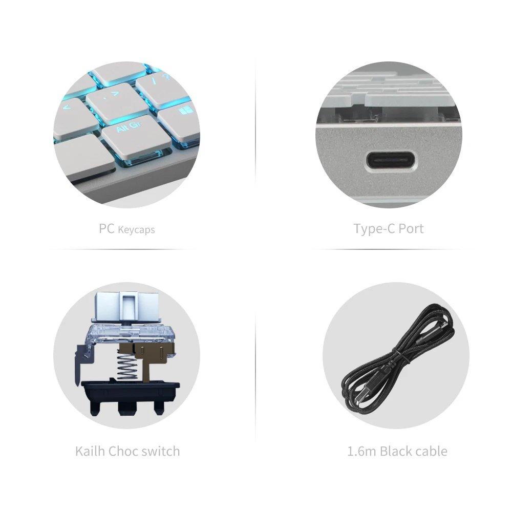 HEXGEARS X1 Bluetooth Keyboard RGB Backlight PBT Keycap Kailh CHOC Switch Keyboard Wireless Portable Mechanical Keyboard