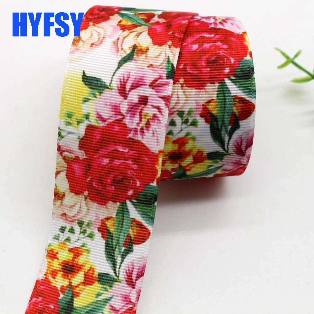 10 Yards 38MM Flowers Ribbon DIY Hand Bows Gift Wrapping Grosgrain Ribbons Headwear Colorful Clothing Accessories