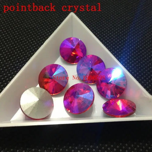 580pcs 18mm Lt Siam AB Color Rivoli Fancy Stone Point Back Glass Crystal Stone For Jewelry Making