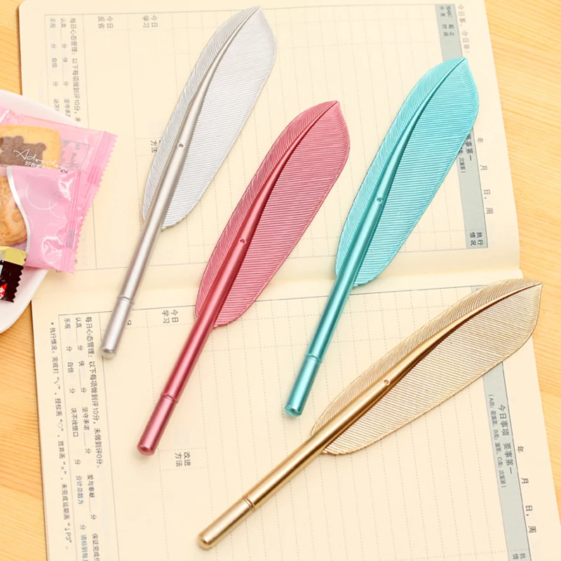 Jonvon Satone 20 Pcs Feather Pens Korean Cute Feather Pen Handle Stationery Wholesale Retro Creative Pen Personality Neutral Pen