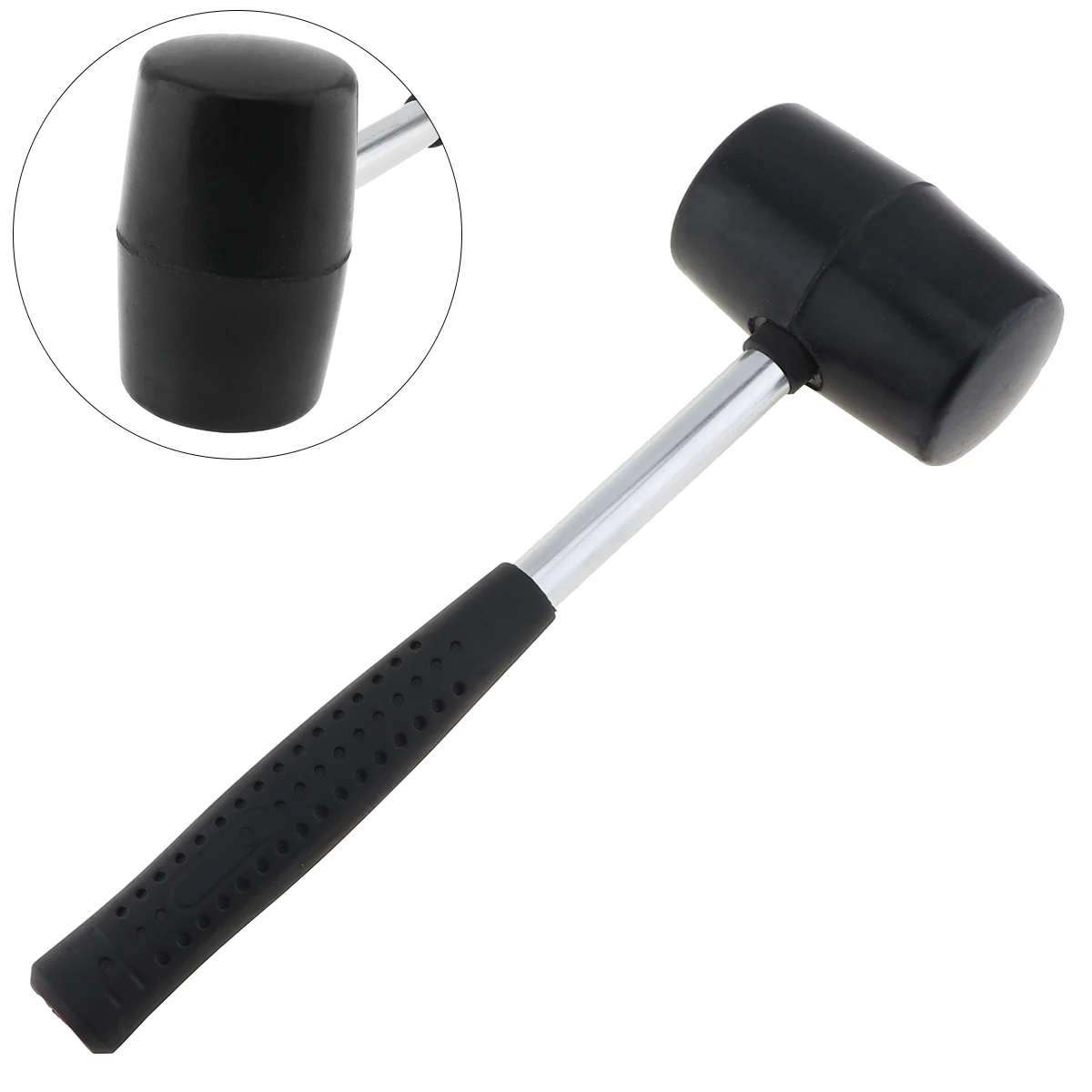 320g Non-elastic Black Rubber Hammer Floor Tile hammer DIY Hand Tool with Round Head and Non-slip Handle