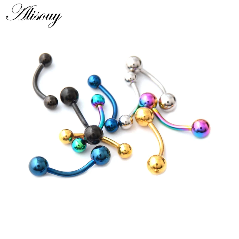 Alisouy 1pc Surgical Steel Eyebrow Piercing Eyebrow Pircing Curved Barbell Banana Piercings Body Jewelry Bijoux Earlets