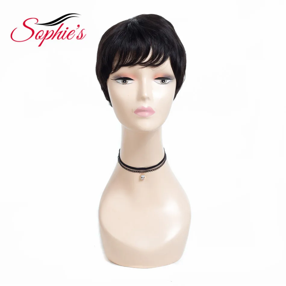 Sophie's-pelucas cortas de cabello humano para mujer, pelo brasileño de onda Natural, No Remy, sin olor, H. ANNA, hinchable, 4,5 pulgadas, 61g