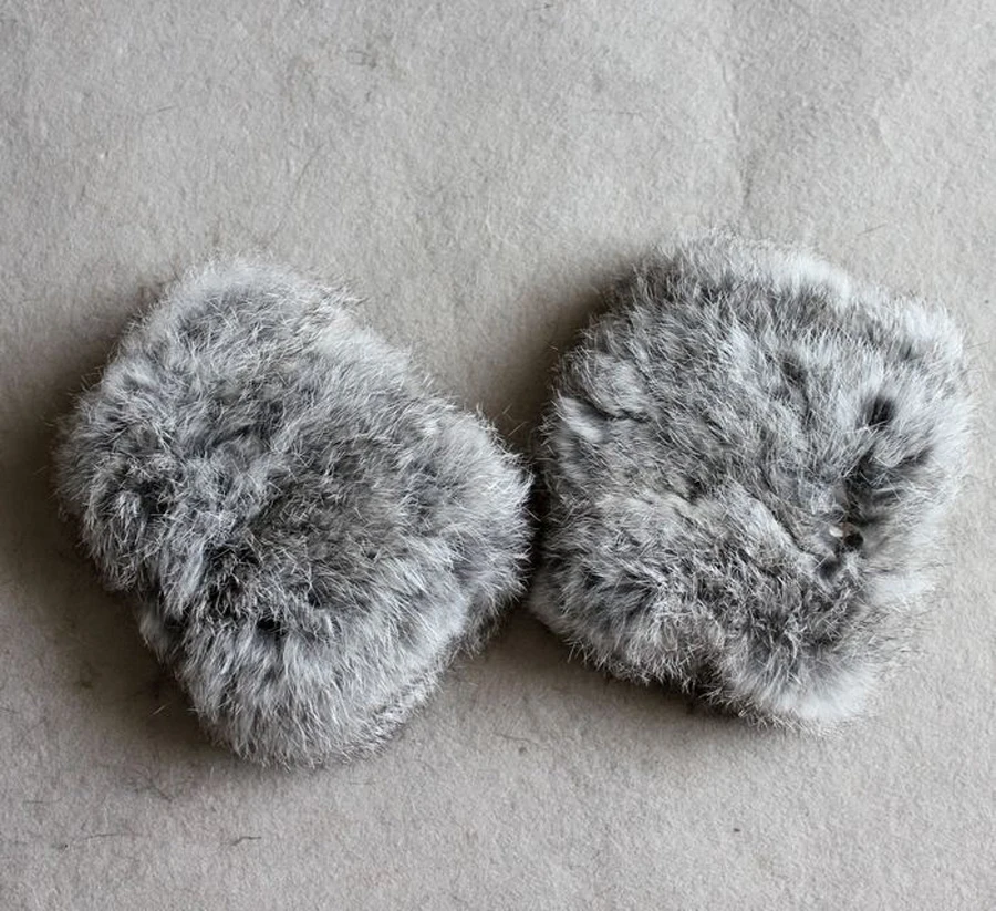 Winter Soft hand knitting rabbit fur Fingerless Half Cuff Gloves elastic 3 color