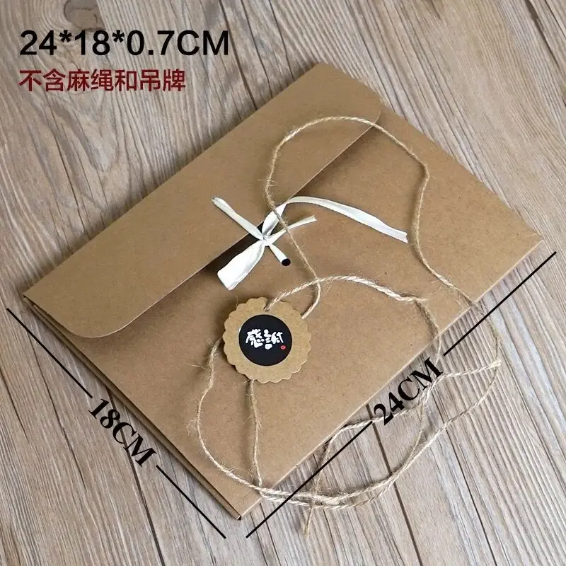 10Pcs 24*18*0.7cm Custom Logo Silk Scarf Gift Paper Box Kraft Paper Envelope Bag Postcard Photo CD DVD Packaging Box Scarf Gift view 3