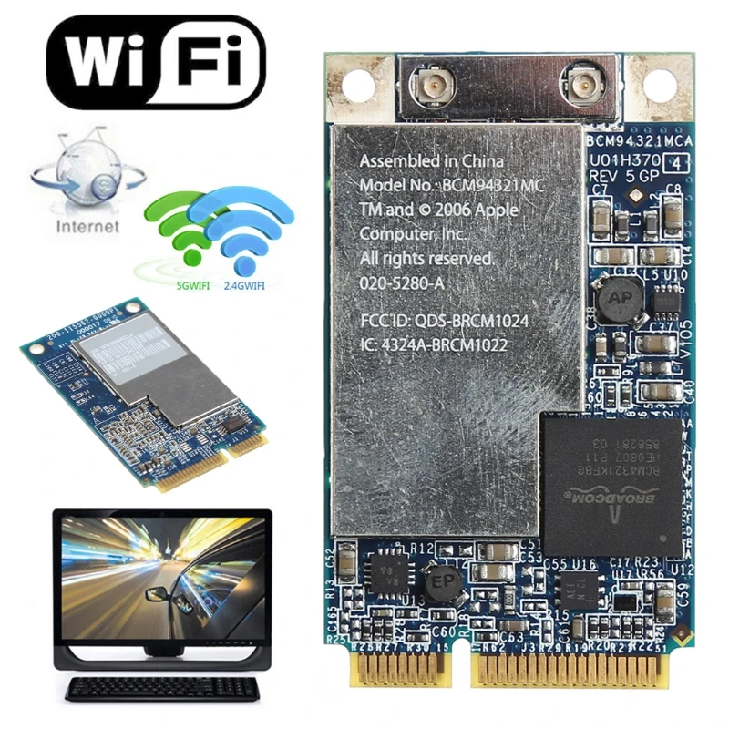 2.4G+5G 270M Wifi Wireless Mini PCI-E Card For Apple Macbook BCM94321MC 661-3874