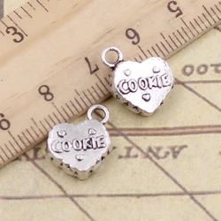 10pcs Charms Heart Cookie 15x12mm Antique Silver Color Pendants Making DIY Handmade Jewelry Factory Wholesale