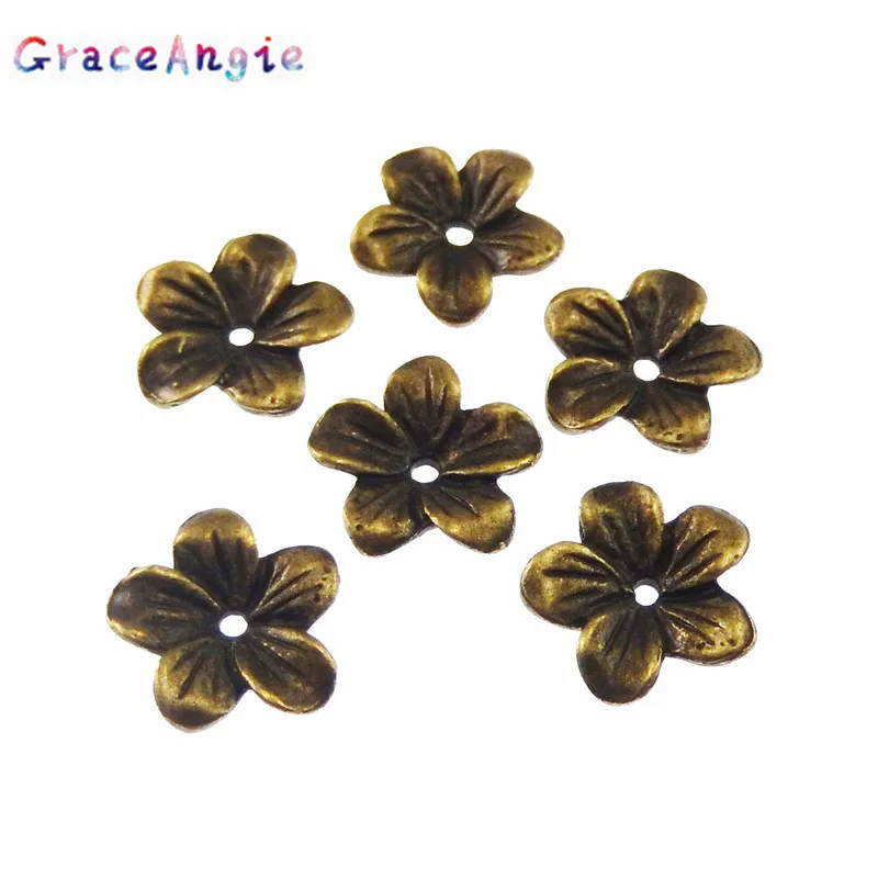 

GraceAngie 60PCS Atq Bronze Alloy Flower Beads Cap Finding 13*13*2MM 04164 Handmade Fashion Jewelry