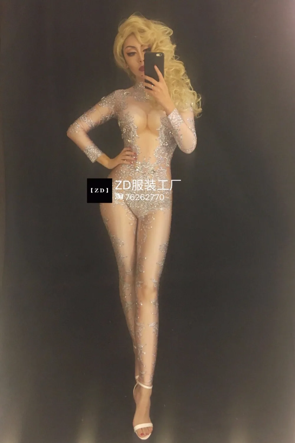 

Women 3D Full Of Rhinestone Glittering Sequin Jumpsuit Nightclub Bar Female Singer DJGOGO Sexy Dance Costume Party Celebration