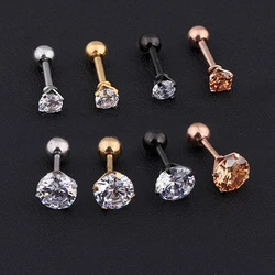 Medical titanium steel zircon earrings Size 3/4/5/6mm Star Crystal Cartilage Earring ear Piercing DIY Top Body Jewelry Women