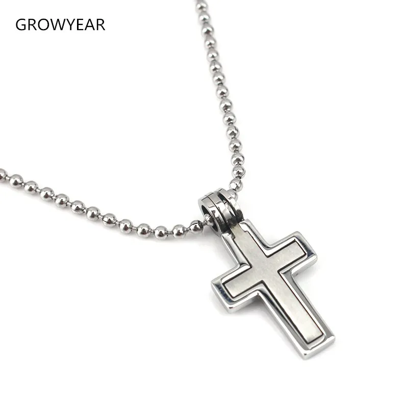 Women Men Stainless Steel Cross Pendant Necklace 2PCS Built-up Women Silvery Crucifix Necklace 1pcs Free Shipping