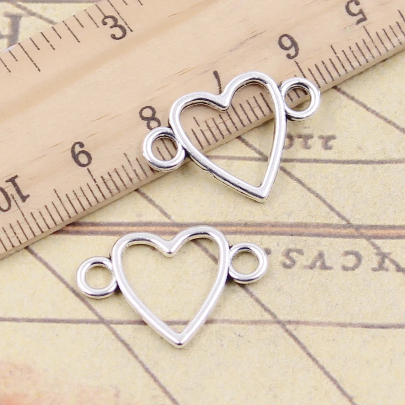 20 sztuk Charms serce Link złącze 16x24mm antyczny brąz kolor srebrny zawieszki dokonywanie DIY Handmade biżuteria Factory hurt