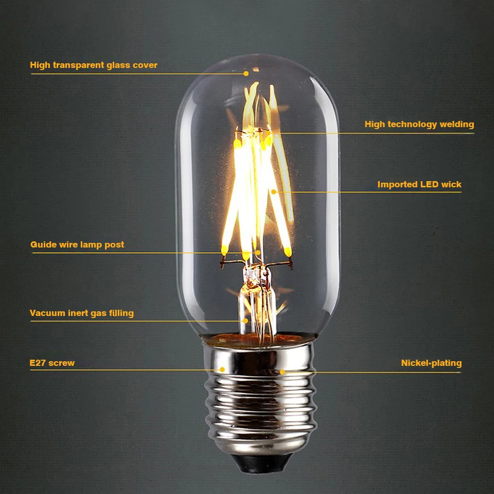 Retro Edison LED Filament Bulb E27 E14 Lamp 220V-240V Light Bulb C35 G45 A60 ST64 G80 G95 Glass Bulb Vintage Candle Light