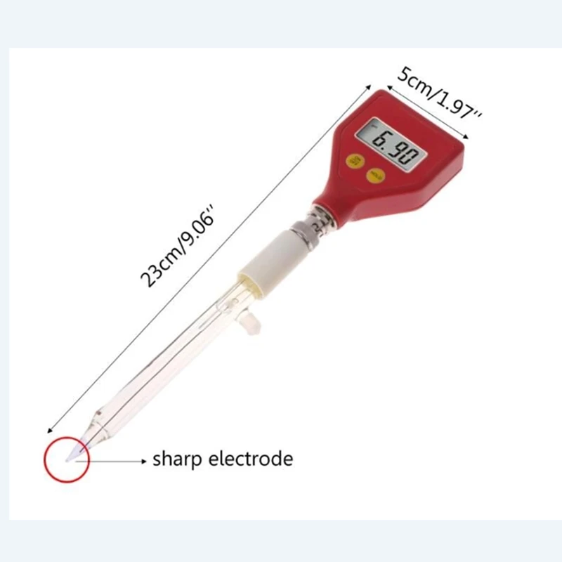 Elettrodo di vetro affilato portatile pH Meter per acqua cibo formaggio latte terreno pane acquacoltura idroponica pH Test 0.00 ~ 14.00pH