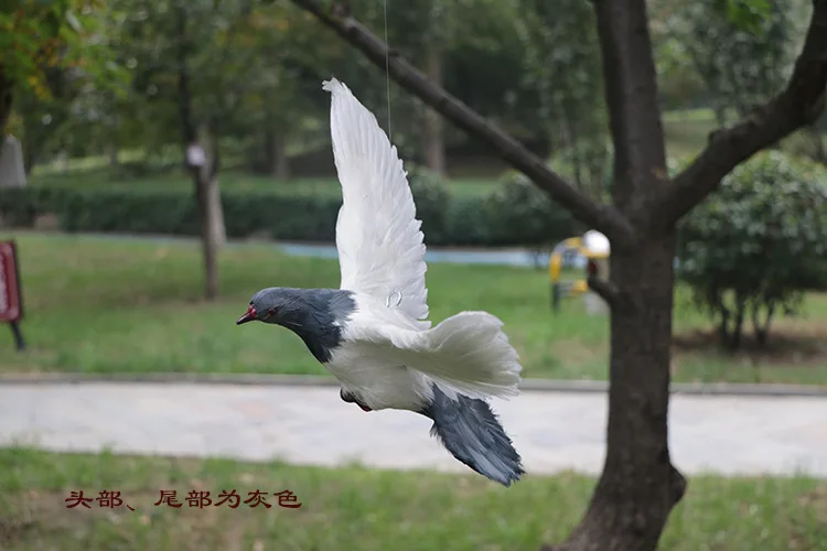 

big simulation wings pigeons toy simulation gray head&tail dove doll gift about 38x26cm 0829