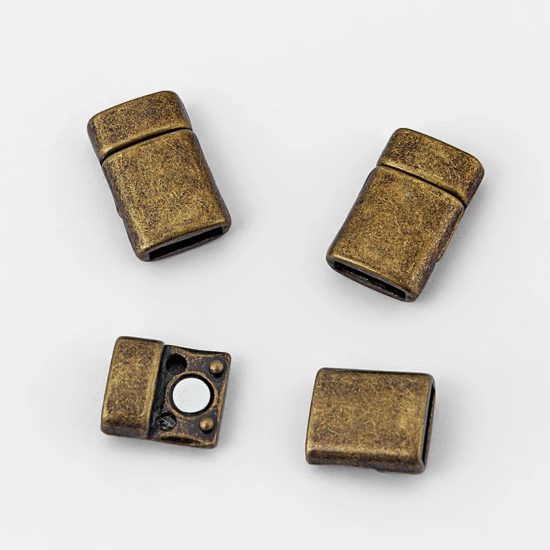 3Sets Flat Strong Magnetic Clasp Cord End Clasp Connector For 10x2mm Flat Leather Cord Bracelet DIY Jewelry Making Supplies