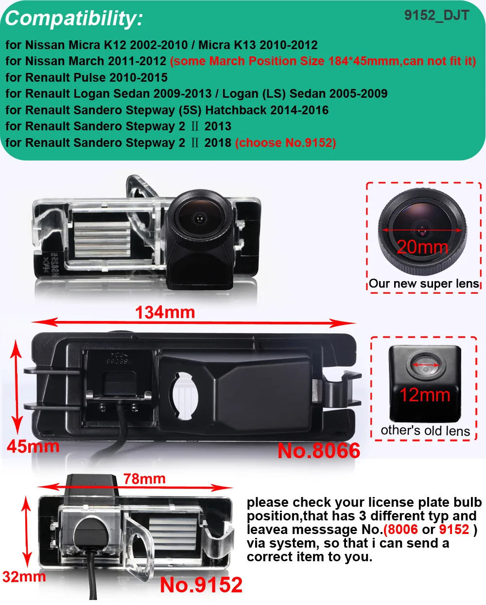 Camera 170 Degree car reverse parking camera for Renault Logan MCV2 Laguna 2/3 X91Dacia Lodgy /Captur/Samsung SM3 Nissan Terrano