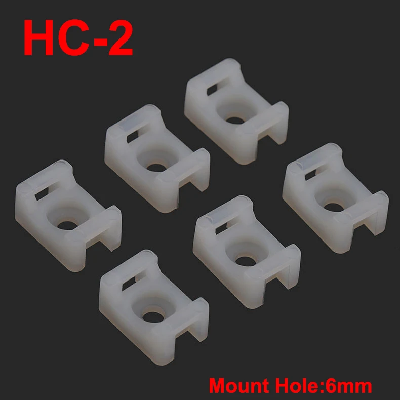 100pcs 23x16x10mm 23*16*10 HC-2 White 6mm Screw Hole Nylon Plastic Saddle Type Fixed Seat Basement Holder Cable Tie Mount Base