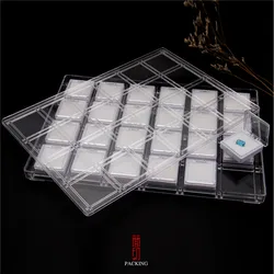 Caja de exhibición de joyas de diamantes de piedras preciosas, caja de soporte de diamantes sueltos, cubierta transparente de gemas de contenedor de almacenamiento, embalaje de joyería vacío, 24 piezas