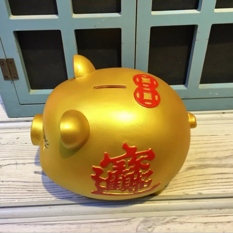 Large Golden Piggy Bank for Children and Adult, Creative Cartoon Piggy Bank, Anti-Falling Money Box, Year of The Pig, Gifts