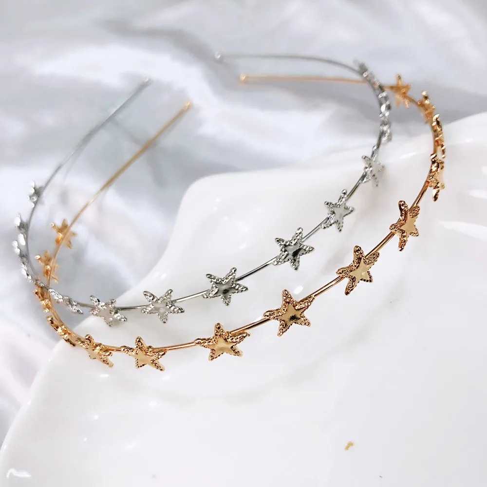 New Fashion Vintage Metal Star Bridal Headband 2019 Hair Jewelry Wedding Dress Accessories Geometric Thin Hairband