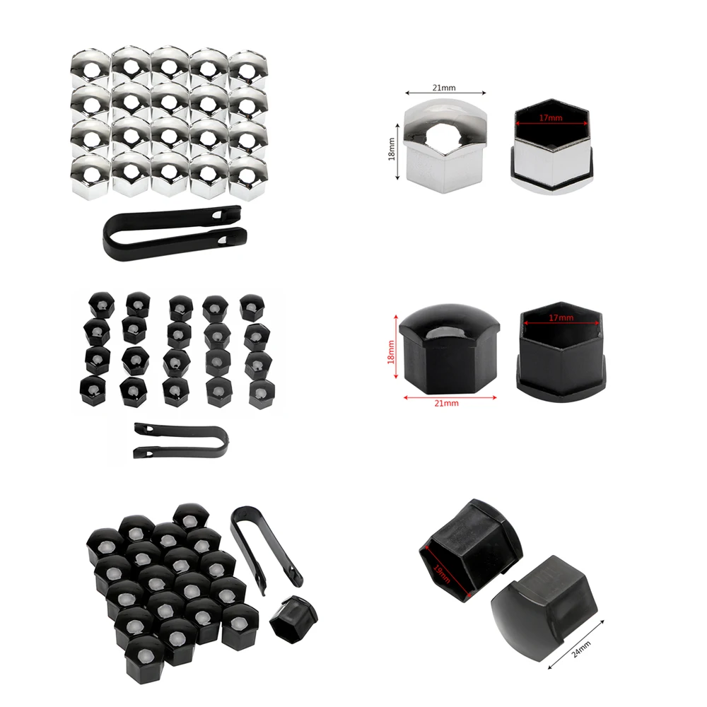 20Pcs 17mm/19mm Car Wheel Nut Bolts Caps Auto Hub Screw Cover Nuts Bolts Rims Exterior Decor Plug Socket Protection Dust Proof