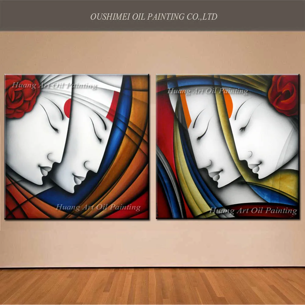 

2019 New Hand Painted Painting on Canvas Abstract Line Portrait Women Face Oil Painting For Room Decor Wall Decor Paintings