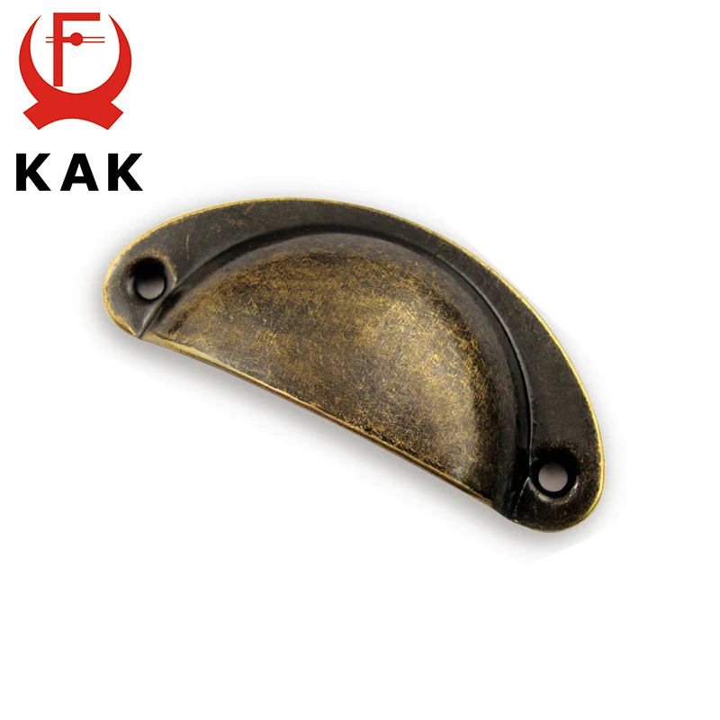 KAK 10pcs Retro Metal Kitchen Drawer Cabinet Door Handle And Furniture Knobs Handware Cupboard Antique Brass Shell Pull Handles