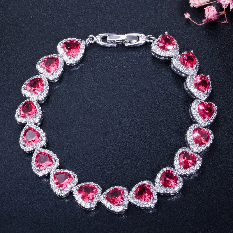 CWWZircons Luxuriöse Kubische Zirkon-Elemente Rot Grün Blau Österreichische Kristall-Armbänder Modeschmuck für Frauen Liebesgeschenk CB166 – Detail 3