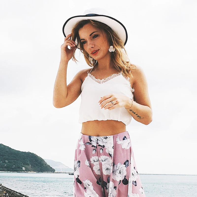 

Womens Blouse Tee Lace T shirts Vest Summer 2019 Sexy Vest Fashion Camisole Top Sleeveless T-Shirt Tank Top Black White XXL