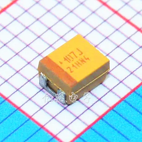 

Chip tantalum capacitor 6V 6.3V 100UF type B / 3528/1210 yellow 107J 3.5 * 2.8mm