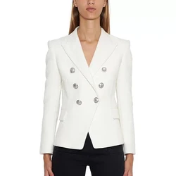 HIGH QUALITY Newest Fashion 2024 Designer Blazer Women's Silver Lion Buttons Double Breasted Blazer Jacket