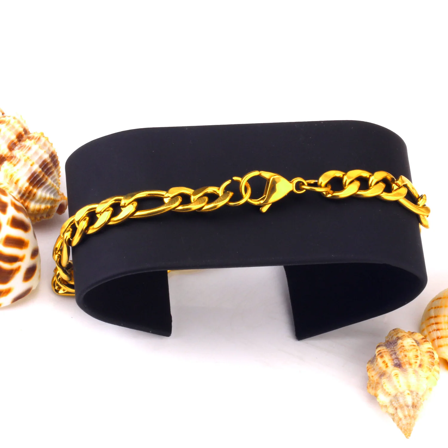 LUXUSTEEL Punk bracciale a catena Figaro in acciaio inossidabile per donna uomo gioielli moda Unisex regali