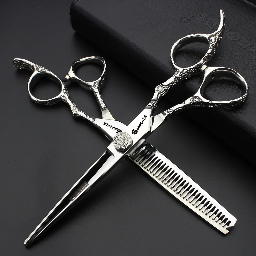 6/7 inch Japan440c Steel Professional Barber Scissors Hair Design Tool Barber Scissors Hairstylist Hairdressing Scissors Salon image 2