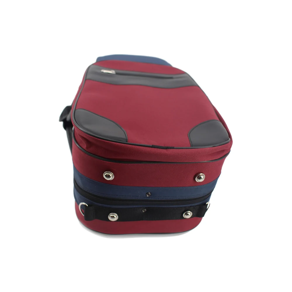 Red & Blue Stitching Oxford Fabric Foamed Rectangle Double Layer Violin Case with Bow Case Large Storage Bag Belt for 4/4 Violin