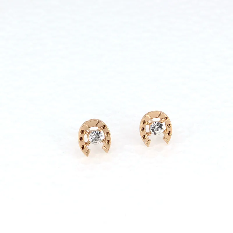 hzew crystal Horseshoe earring cute horse two colors earrings