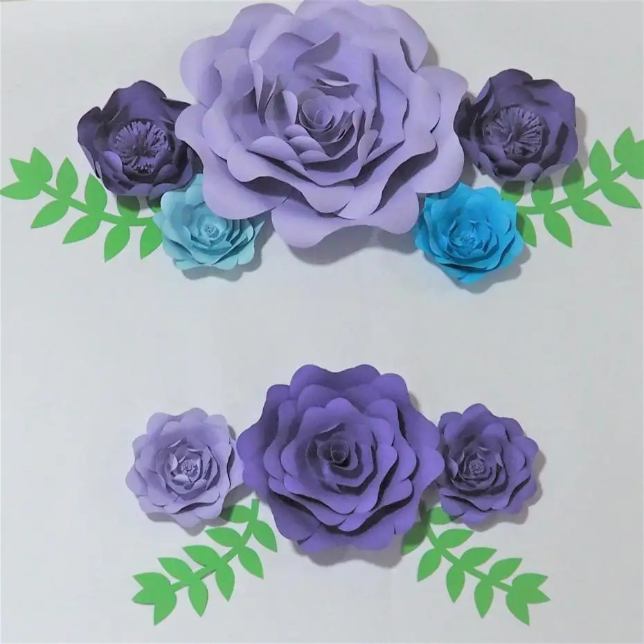 

2018 Assembled 8 Giant Paper Flowers 4 Leaves For Wedding Backdrop Baby Nursery Baby Shower Living Room Deco Mix Sizes