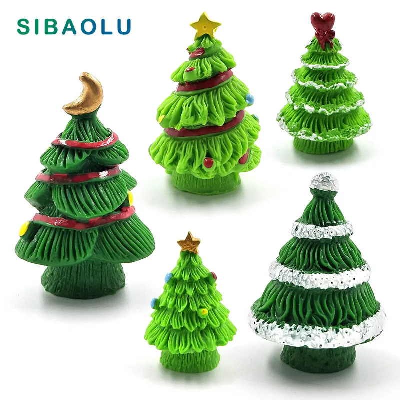 5pcs Christmas Tree decorations for home decor miniature fairy garden accessories modern figurine ornaments Resin craft  toys