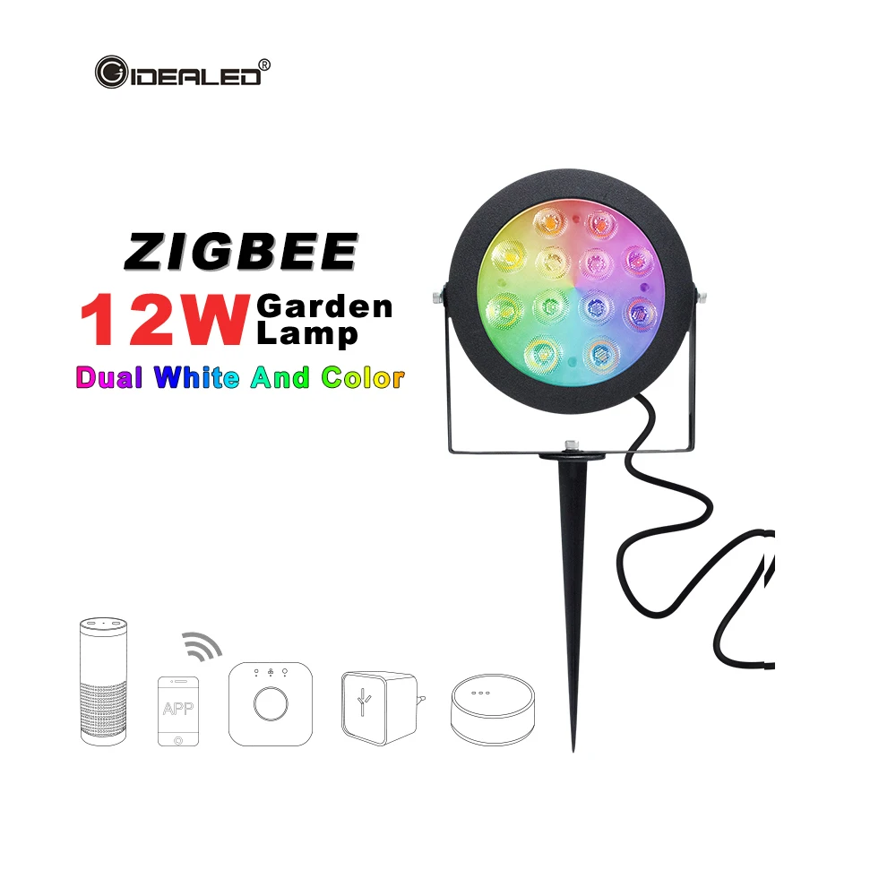 

LED Garden lamp outdoor Light ZIGBEE 12W RGB CCT Warm White AC110-240V work with Alexa Echo Plus SmartThings App/Voice/Remote Co