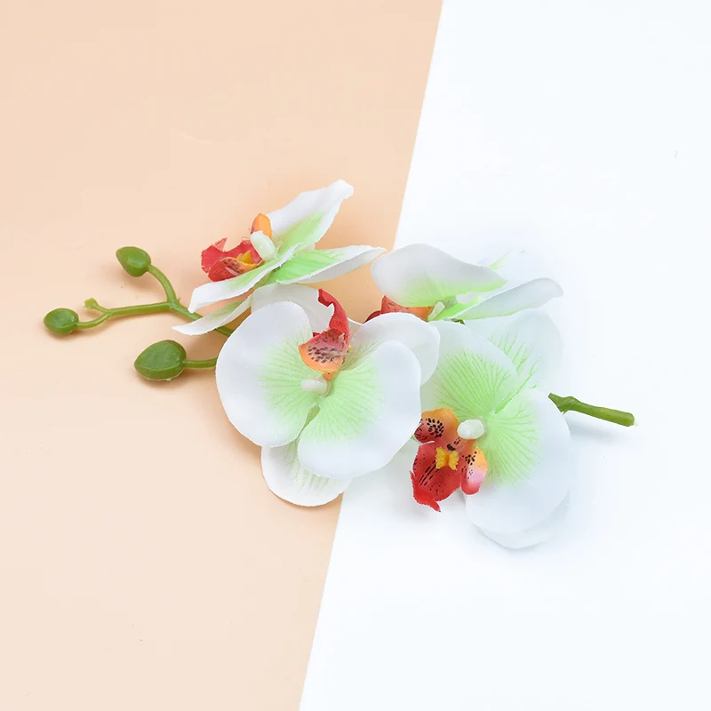 4 Stück Blumen plus 1 Stiel künstliche Blumen Heimdekoration Diy Zubehör dekorative Blumen Kranz Seide Schmetterling Orchidee Vase – Detail 24