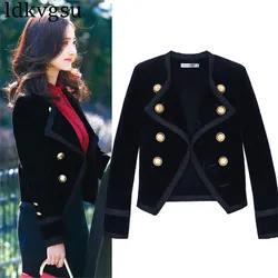 2023 Runway Short Blazers Jackets Women Clothing Spring Autumn Coats Double Breasted Blazer Suit Female Black Slim Outwear A1343