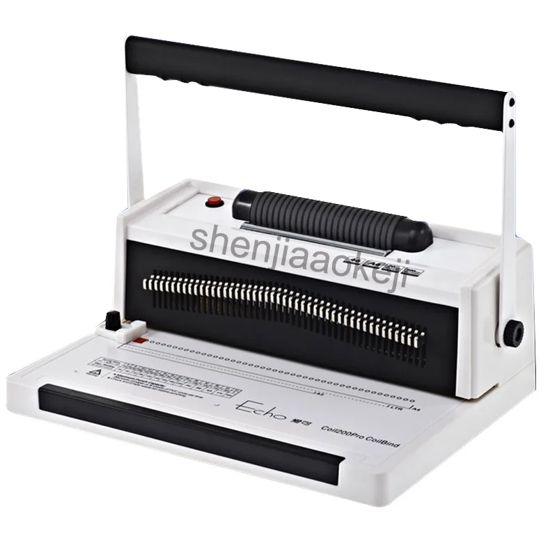 220V Electric Binding Machine Coil200Pro Single Spiral Wire Spool Binding Machine Contract Text Puncher Machine Binder 1pc