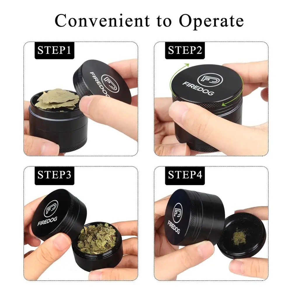 FIREDOG Tobacco Grinder 3 Layers Aluminum Alloy Herbal Herb Spice Grinders Smoking Pipe Accessories Gold Smoke Cutter