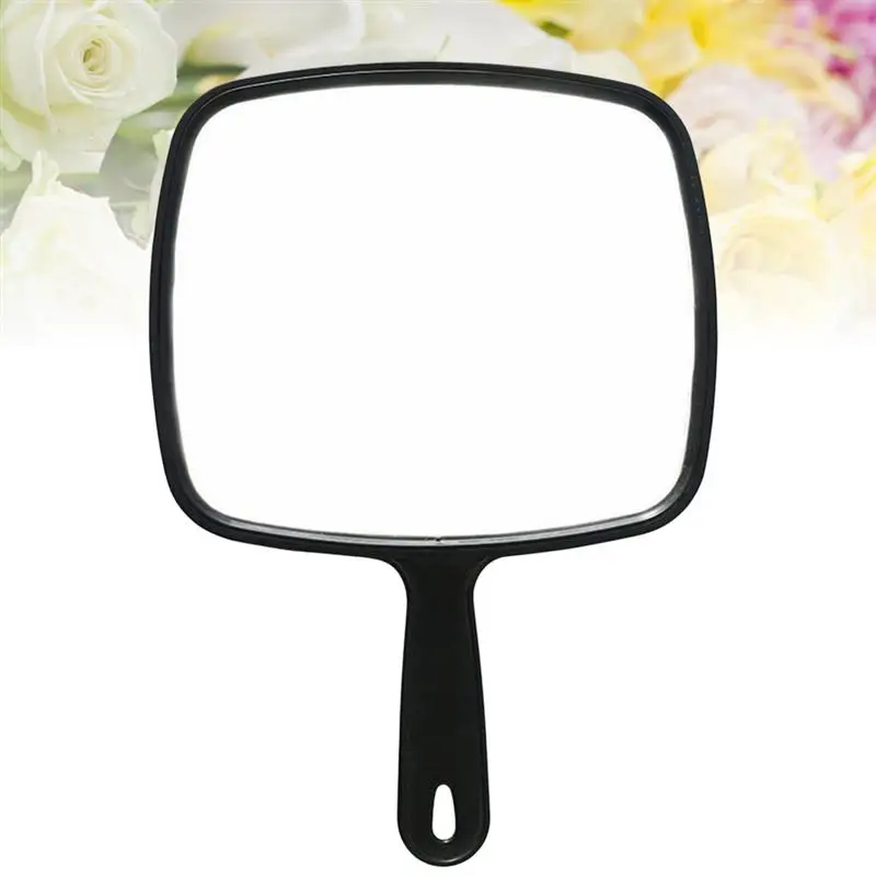 Mirror Handheld Hand Makeup Handle Salon Large Portable Black Vanity Held Hairdressing Barbers Travel Paddle Hairdressers