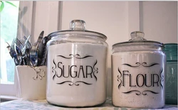 Kitchen Labels , Set of 4 kitchen Jar Canister Vinyl Tags for Home Organization , wall stickers kitchen home decor
